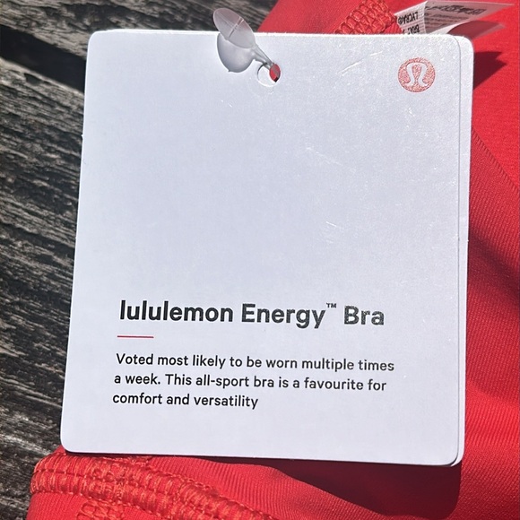 Lululemon Energy Bra Medium Support, B-D Cup
Carnation Red size 10 NWT - Picture 4 of 8